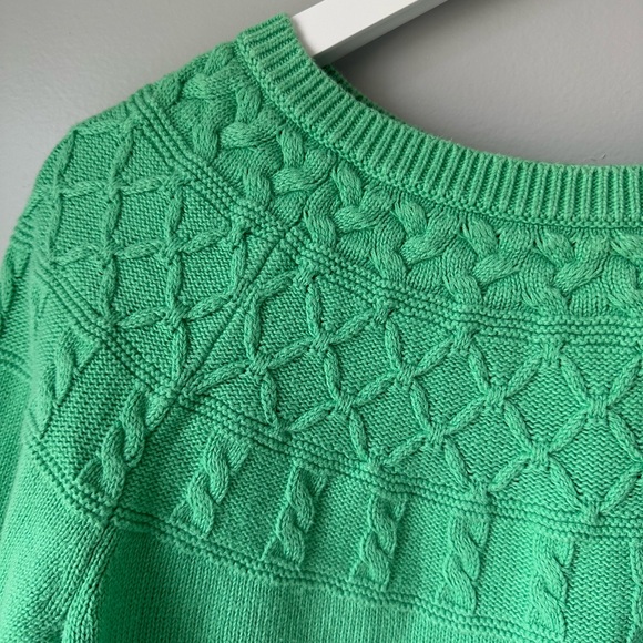 Talbots Green Crewneck Sweater with Knit Yoke small - Picture 2 of 5